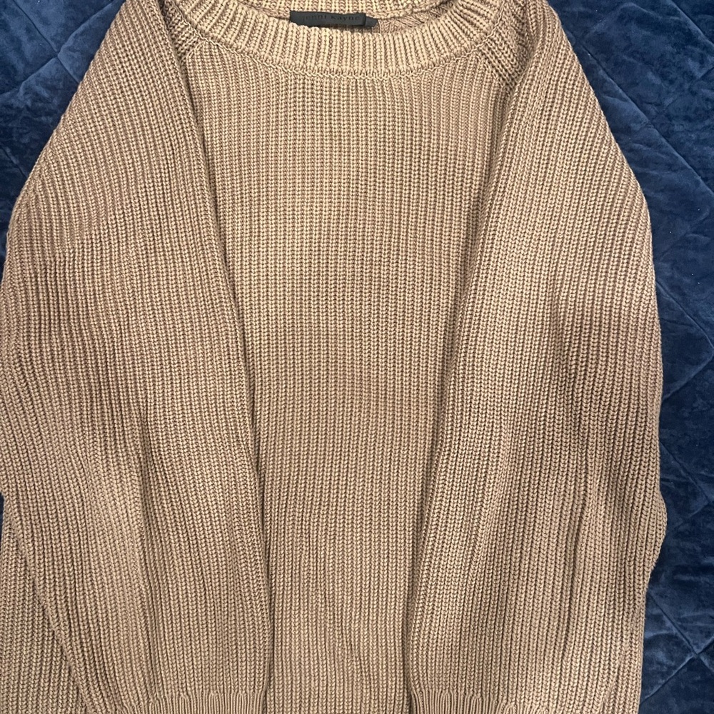 Jenni Kayne Oversized Cotton Fisherman Sweater, 2X, Camel/Beige/Caramel Color